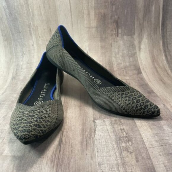 Rothy's Womens Shoes Size 6.5 The Point Flat Python RETIRED Walnut Blue - Picture 1 of 12